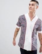 Cavalli Class Revere Shirt In White With Snake Check Print - White