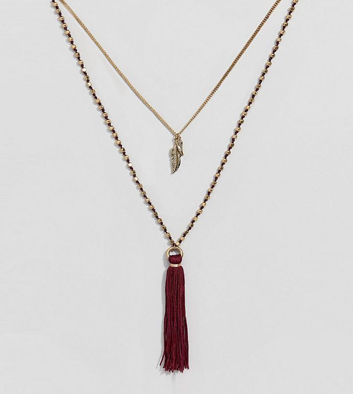 Uncommon Souls Tassle Necklace With Cross - Gold