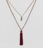Uncommon Souls Tassle Necklace With Cross - Gold
