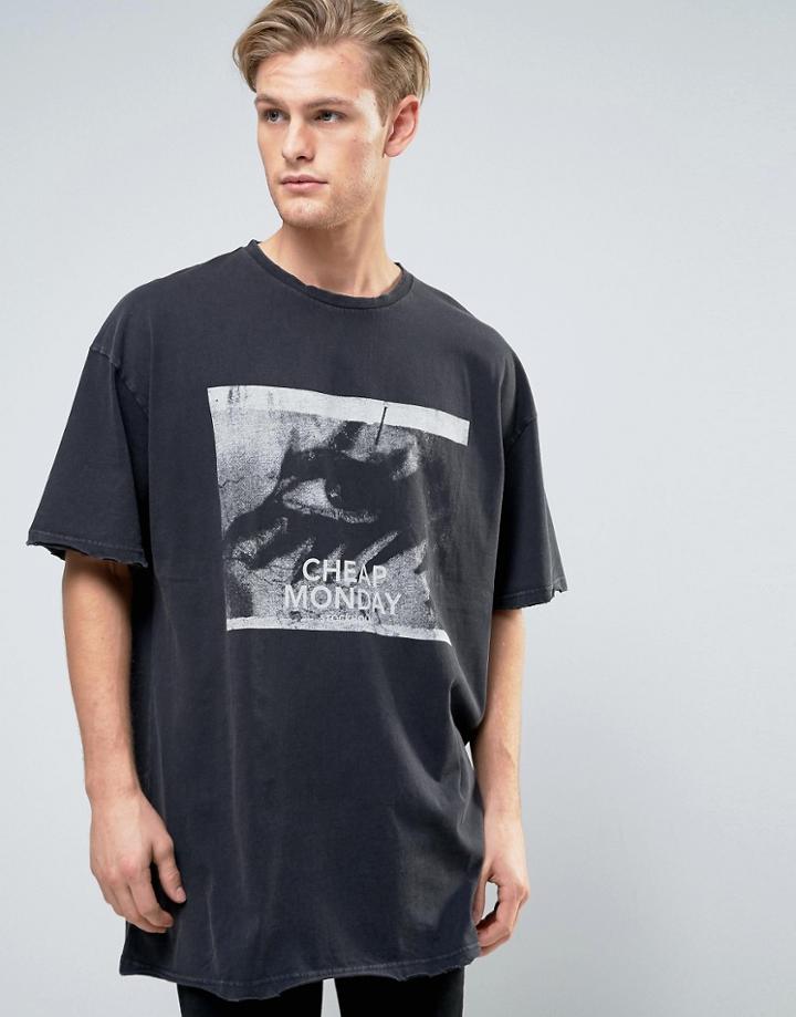 Cheap Monday Emphasis Broken T-shirt Flash Eye Print - Black