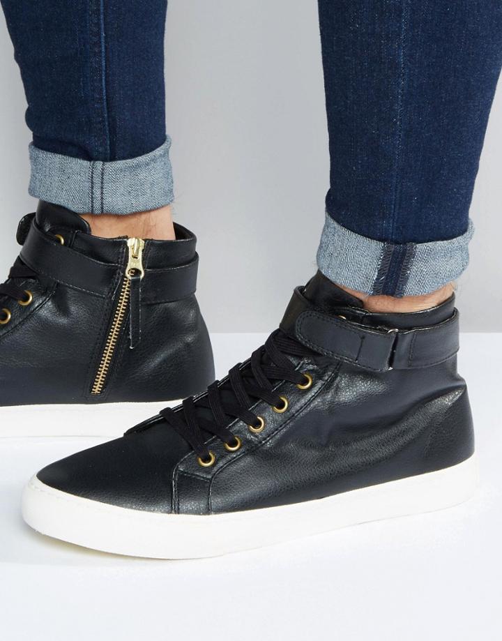 Walk London Finchley Hi Top Sneakers - Black