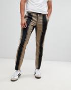 Asos Design Slim Fit Smart Pants In Black Wide Stripe - Black