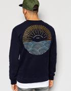 Friend Or Faux Sweatshirt Sunset Back Print - Navy