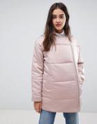Glamorous Velvet Padded Longline Jacket-pink