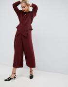 Asos White Wide Leg Jumpsuit With Shoulder Pads - Red
