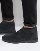 New Look Leather Desert Boot In Black - Black
