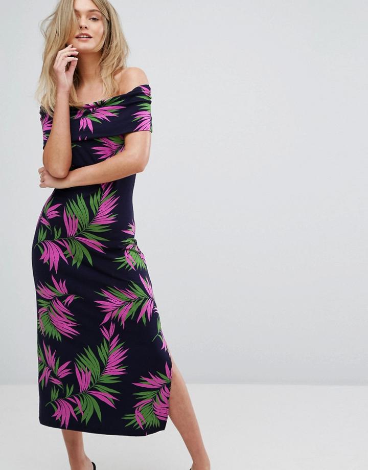 Warehouse Graphic Palm Print Midi Dress - Multi