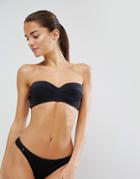Asos Mix And Match Cupped Bandeau Bikini Top With Eyelets - Black