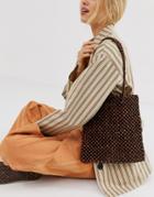 Glamorous Wooden Beaded Shoulder Bag-brown