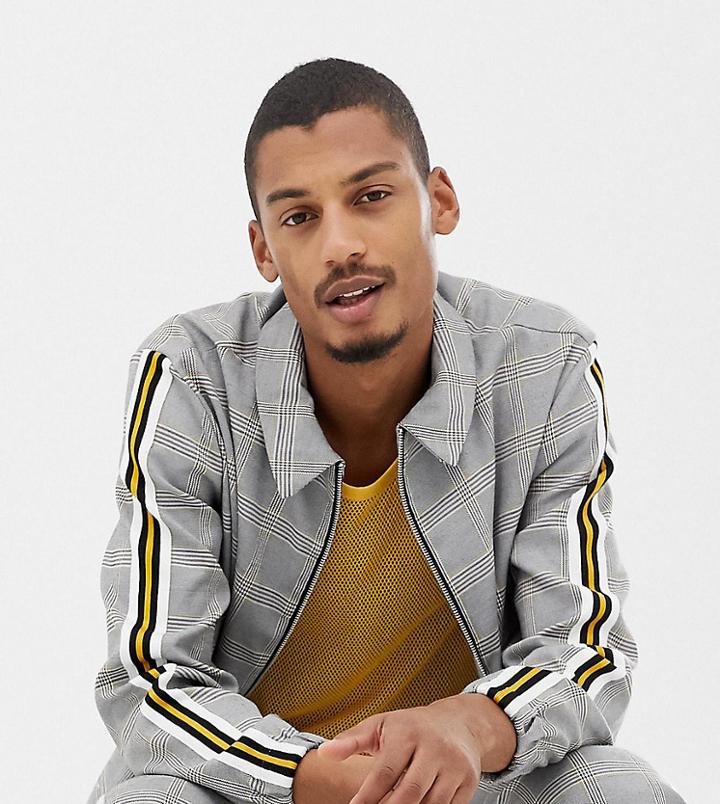 Milk It Vintage Check Jacket With Side Stripe - Gray