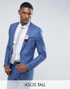 Asos Tall Wedding Slim Suit Jacket In Blue Tonic - Blue
