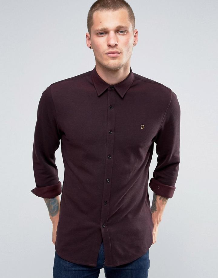 Farah Shirt In Pique Cotton Slim Fit Port - Red