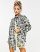 Asos Design Jersey Longline Suit Shacket In Lime Check-green