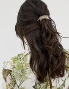 Asos Design Hair Comb With Leaf Detail In Gold - Gold