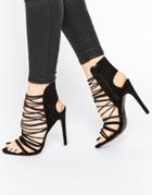 Public Desire Anina Caged Strap Heeled Sandals - Black
