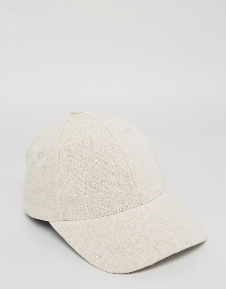 Asos Baseball Cap In Stone Nep - Beige