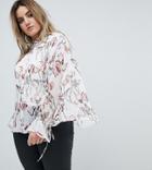 Religion Plus Oversized Shirt In Woodland Floral - White