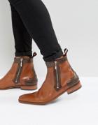 Jeffery West Scarface Brogue Zip Boots In Tan Leather - Tan