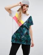 Asos T-shirt With Spliced Palm Sports Print - Multi