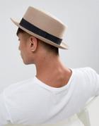 Asos Narrow Brim Shaker Hat In Off White - Beige