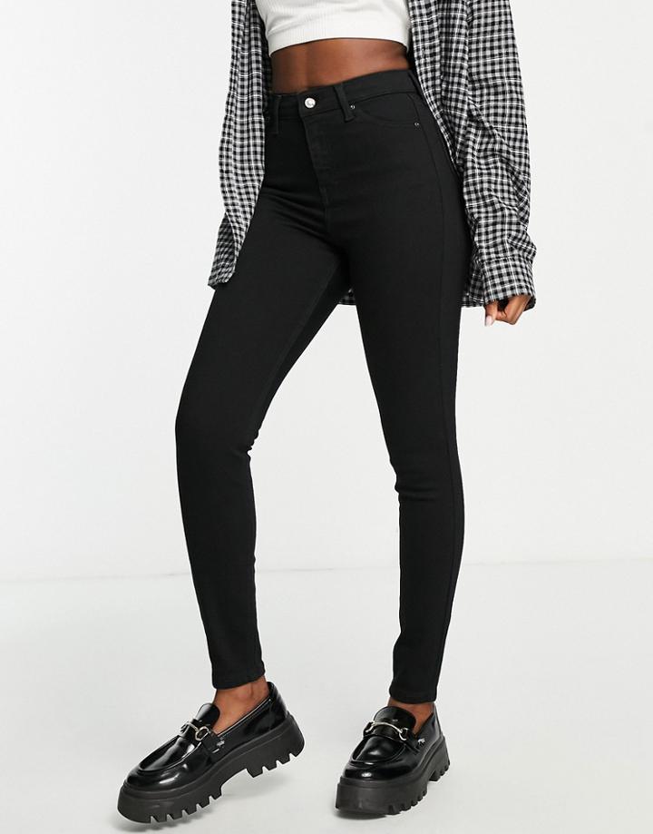 Topshop Jamie Recycled Cotton Blend Jean In Pure Black