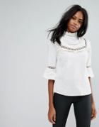 Y.a.s Ditta Broderie Anglaise Frill Top - White