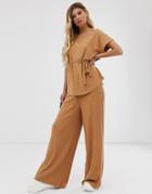 Asos Design Mix & Match Lounge Wide Leg Pants - Tan