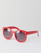 Monki Round Cat Eye Sunglasses - Red