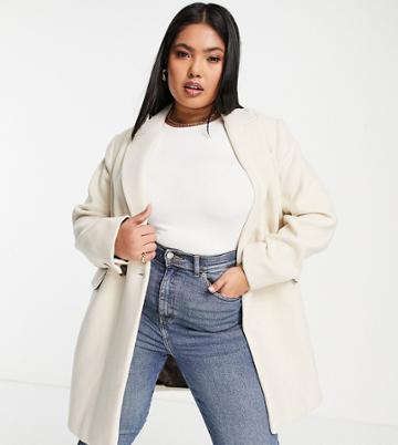 Mango Curve Longline Coat In Beige-neutral