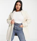 Mango Curve Longline Coat In Beige-neutral