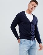 Burton Menswear Cardigan In Navy - Navy