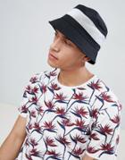 Asos Design Bucket Hat In Black With White Mesh Panel - Black