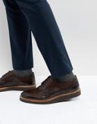 Base London Orion Hi Shine Brogue Shoes In Brown - Brown