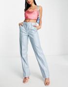 Aria Cove Leather Look Cigarette Pants In Baby Blue - Part Of A Set
