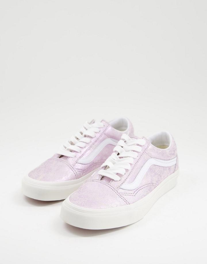 Vans Old Skool Cracked Leather Sneakers In Purple-gold