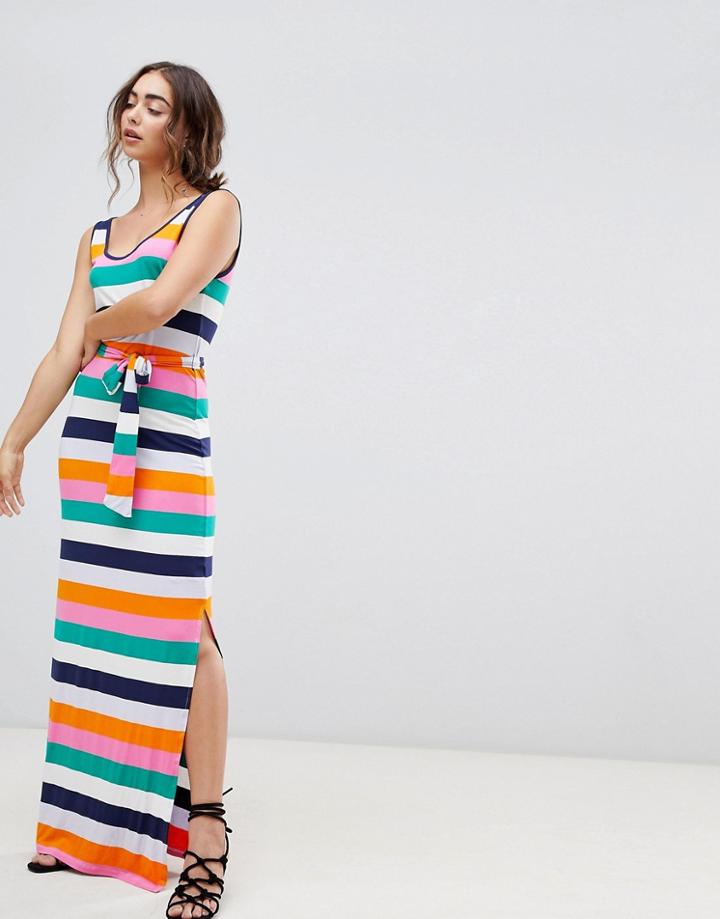 Warehouse Rainbow Stripe Jersey Maxi Dress - Multi