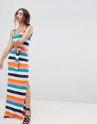 Warehouse Rainbow Stripe Jersey Maxi Dress - Multi