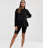 Asos Design Maternity Legging Short With Lace Hem - Black