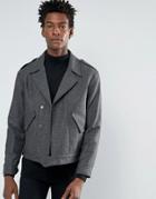 Asos Smart Biker Jacket In Grey Wool Mix - Gray
