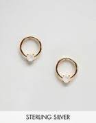 Carrie Elizabeth Semi Precious Moonstone Circle Stud Earrings - Gold