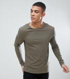 Heart & Dagger Muscle Fit Long Sleeve T-shirt With Embroidery - Green