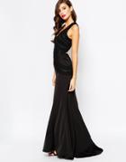 Jarlo Fishtail Maxi Dress With Open Back And Detail - Black