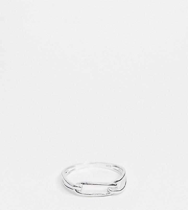Kingsley Ryan Curve Chunky Ring With Chain Links In Sterling Silver