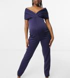 Blume Maternity Fallen Shoulder Jersey Jumpsuit In Navy