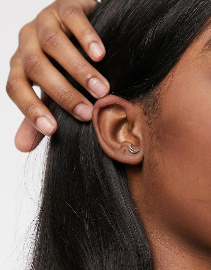 Pieces Moon Studs In Silver