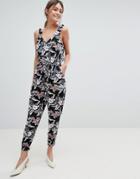 Oasis Tropical Print Jumpsuit - White