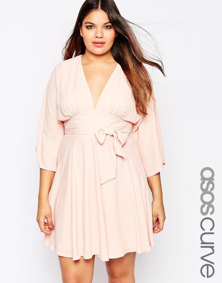 Asos Curve Caftan Skater Dress - Blush