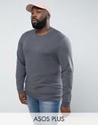 Asos Plus Lightweight Muscle Sweatshirt In Charcoal Marl - Gray