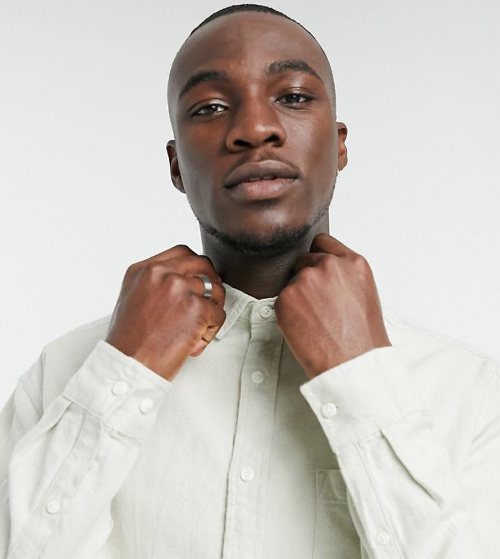 Asos Design Tall 90s Oversized Flannel Shirt In Beige-neutral