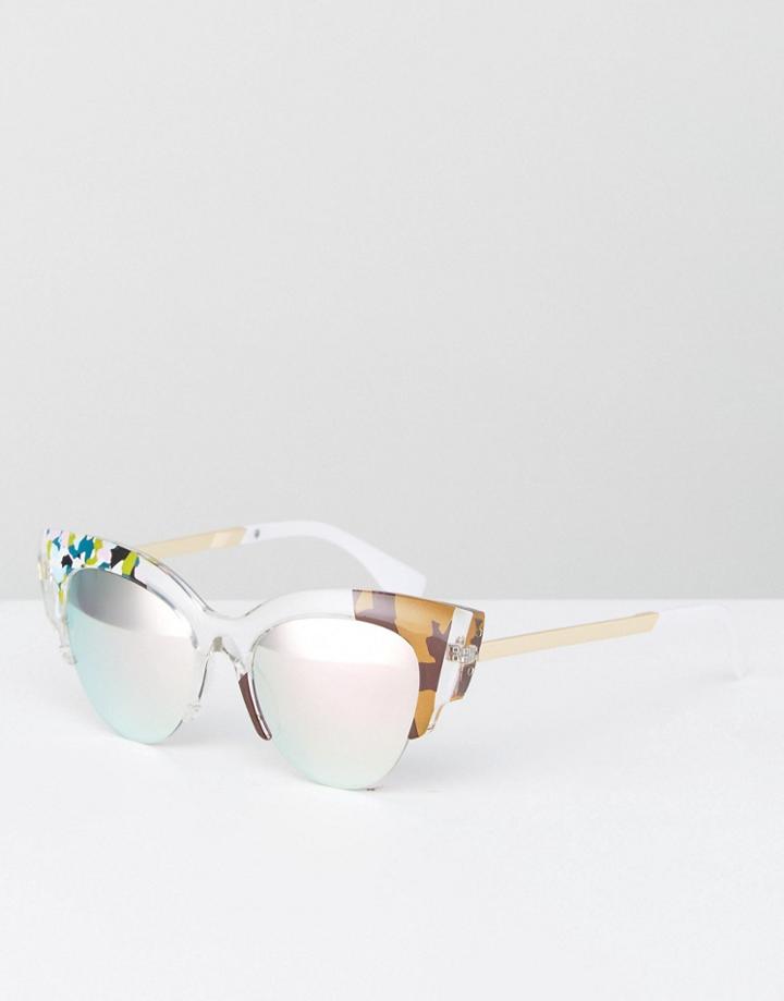 Jeepers Peepers Floral Square Sunglasses In Clear - Clear